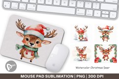 Mouse Pad Watercolor Christmas Deer Product Image 1