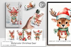 Digital Paper Watercolor Christmas Deer Product Image 1
