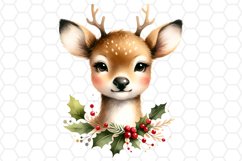 Watercolor Christmas Deer Clipart Sublimation