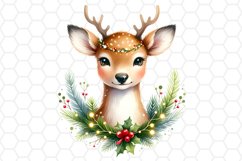 Watercolor Christmas Deer Clipart Sublimation