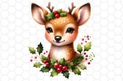 Watercolor Christmas Deer Clipart Sublimation