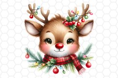 Watercolor Christmas Deer Clipart Sublimation