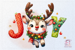 Hand-painted watercolor Christmas deer PNG with transparent background. Perfect for holiday cards, stickers, sublimation, mugs, apparel and festive crafts.