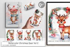 Digital Paper Watercolor Christmas Deer Product Image 1