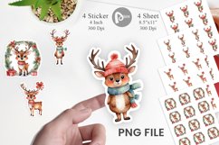 Sticker Watercolor Christmas Deer Product Image 1