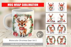 Mug Wrap Design Watercolor Christmas Deer Product Image 1