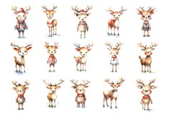 Watercolor Christmas Deer. Clipart Bundle. Product Image 2