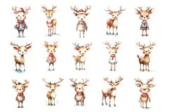 Watercolor Christmas Deer. Clipart Bundle. Product Image 2