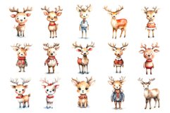 Watercolor Christmas Deer. Clipart Bundle. Product Image 3