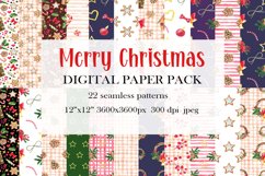 Watercolor Christmas digital paper pack Seamless pattern