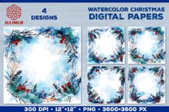 Watercolor Winter Christmas Decoration Digital Paper Product Image 1