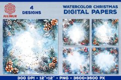 Watercolor Winter Christmas Decoration Digital Paper Product Image 1