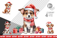 Clipart Watercolor Christmas Dog Product Image 1