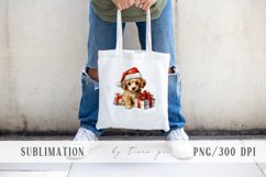 Watercolor Christmas puppy dog with gift boxes clipart-3 png Product Image 4