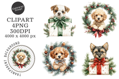 Watercolor Christmas Dog Clipart Product Image 1