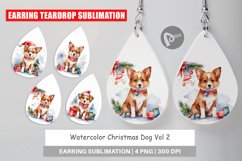 Earring Teardrop Watercolor Christmas Dog Product Image 1