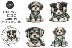 Watercolor Christmas Dogs Clipart Product Image 1
