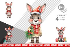 Clipart Watercolor Christmas Donkey Product Image 1