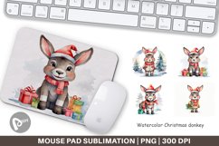Mouse Pad Watercolor Christmas donkey Product Image 1