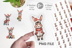 Sticker Watercolor Christmas Donkey Product Image 1