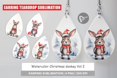 Earring Teardrop Watercolor Christmas donkey Product Image 1