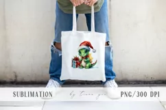 Cute Christmas dragon in Santas hat sublimation - 1 PNG Product Image 2