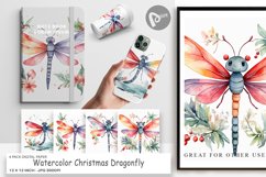 Digital Paper Watercolor Christmas Dragonfly Product Image 1
