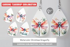 Earring Teardrop Watercolor Christmas Dragonfly Product Image 1