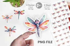 Sticker Watercolor Christmas Dragonfly Product Image 1
