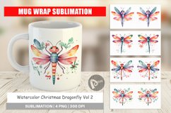 Mug Wrap Design Watercolor Christmas Dragonfly Product Image 1
