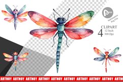 Clipart Watercolor Christmas Dragonfly Product Image 1
