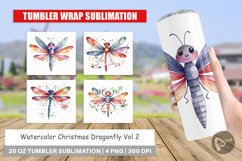 Tumbler Wrap Watercolor Christmas Dragonfly Product Image 1