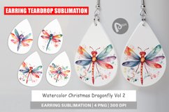 Earring Teardrop Watercolor Christmas Dragonfly Product Image 1