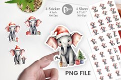 Sticker Watercolor Christmas Elephant Product Image 1