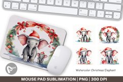 Mouse Pad Watercolor Christmas Elephant Product Image 1