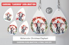 Earring Teardrop Watercolor Christmas Elephant Product Image 1