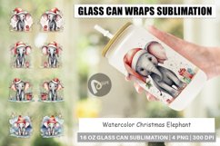 Glass Can Wraps Watercolor Christmas Elephant Product Image 1