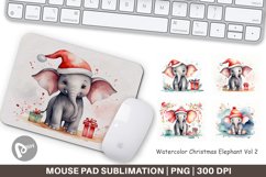 Mouse Pad Watercolor Christmas Elephant Product Image 1