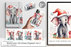 Digital Paper Watercolor Christmas Elephant Product Image 1