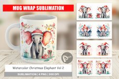 Mug Wrap Design Watercolor Christmas Elephant Product Image 1