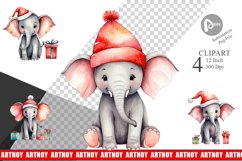 Clipart Watercolor Christmas Elephant Product Image 1