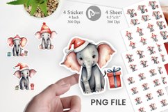 Sticker Watercolor Christmas Elephant Product Image 1