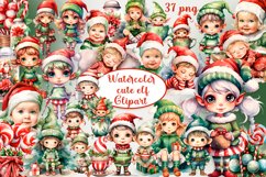 Watercolor Christmas Elf Clipart Png Product Image 1