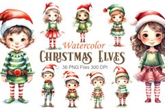 Watercolor Christmas Elves. Clipart Bundle. Product Image 1