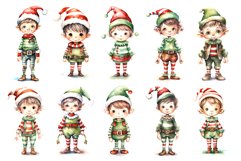 Watercolor Christmas Elves. Clipart Bundle. Product Image 4