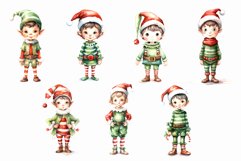 Watercolor Christmas Elves. Clipart Bundle. Product Image 5