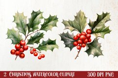 Watercolor Christmas Farm Clipart Product Image 1