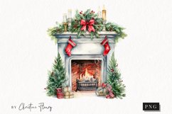 Watercolor Christmas Fireplace Clipart | Christmas Clipart Product Image 1
