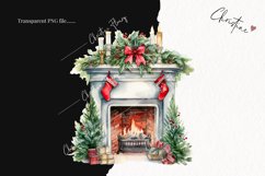 Watercolor Christmas Fireplace Clipart | Christmas Clipart Product Image 2