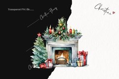 Watercolor Christmas Fireplace Clipart | Christmas Clipart Product Image 2